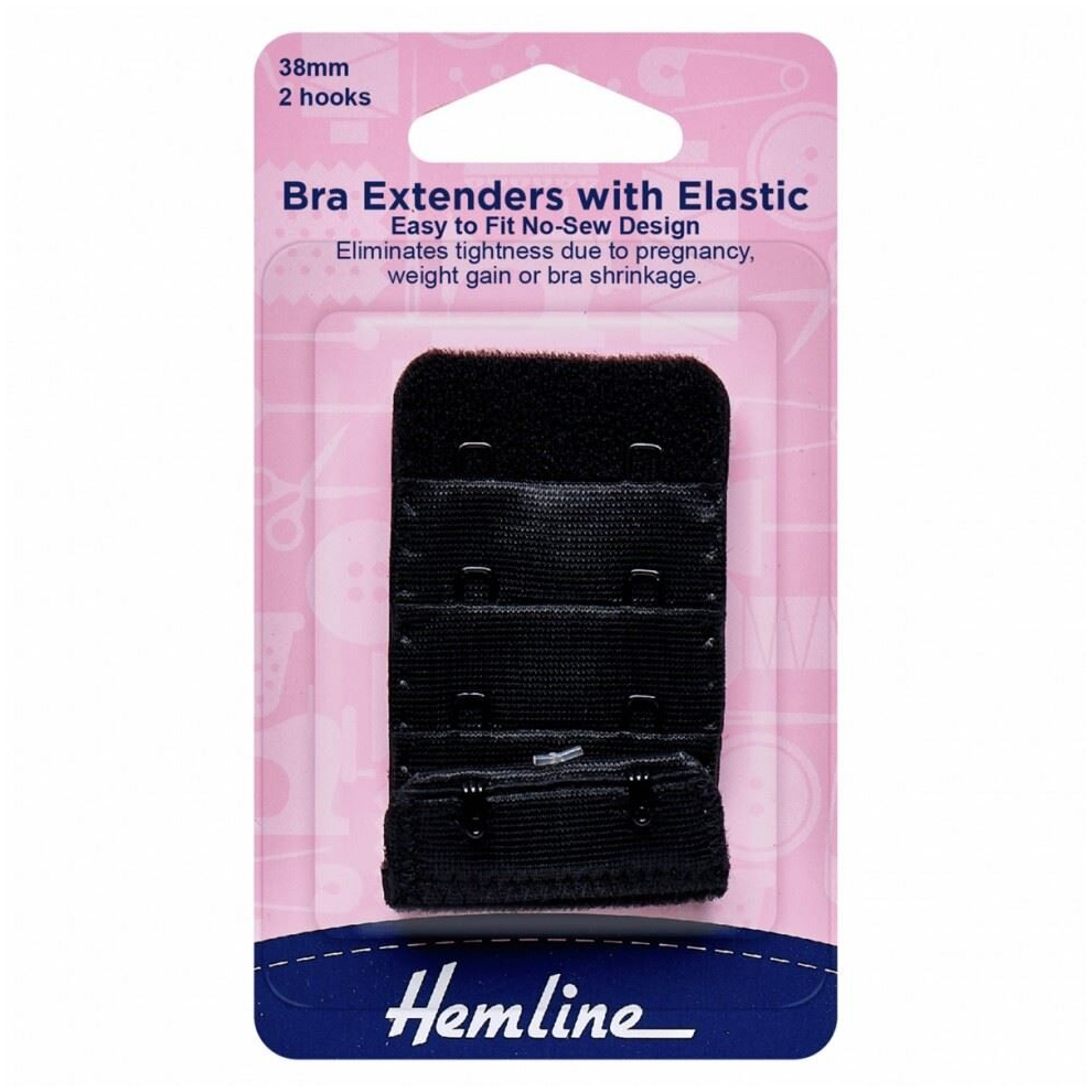 Hemline Women's Black Bra Back Extenders