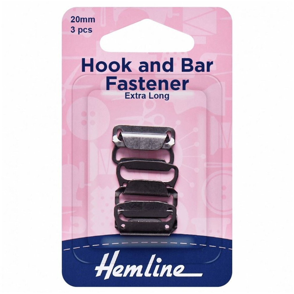 Hemline Black Hook & Bar Fasteners - Per Pack