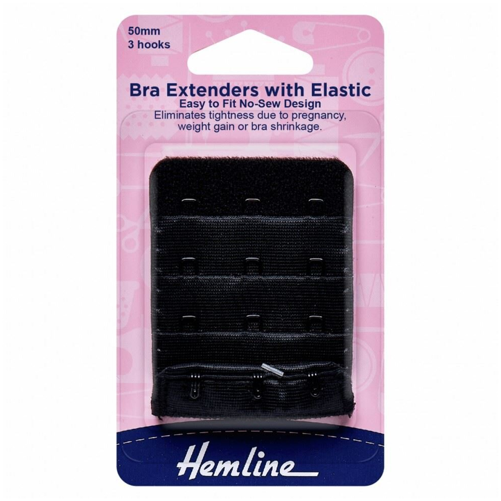 Hemline Women's Black Bra Back Extenders