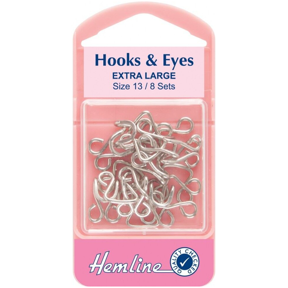 Hemline Silver Hook & Eye Fastenings - Per Pack