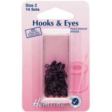 Hemline Hook & Eye Fastenings  Black