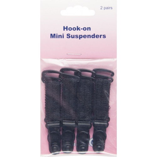 Hemline Hook On Mini Suspenders  Black