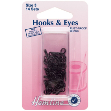 Hemline Hook & Eye Fastenings  Black