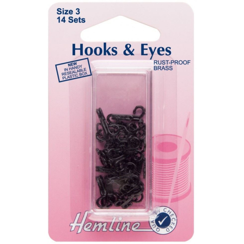 Hemline Hook & Eye Fastenings  Black
