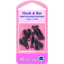 Hemline Hook & Bar Fasteners  Black - per pack