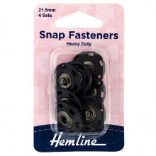 Hemline Large Sew On Snap Fasteners  Black - per pack of 4