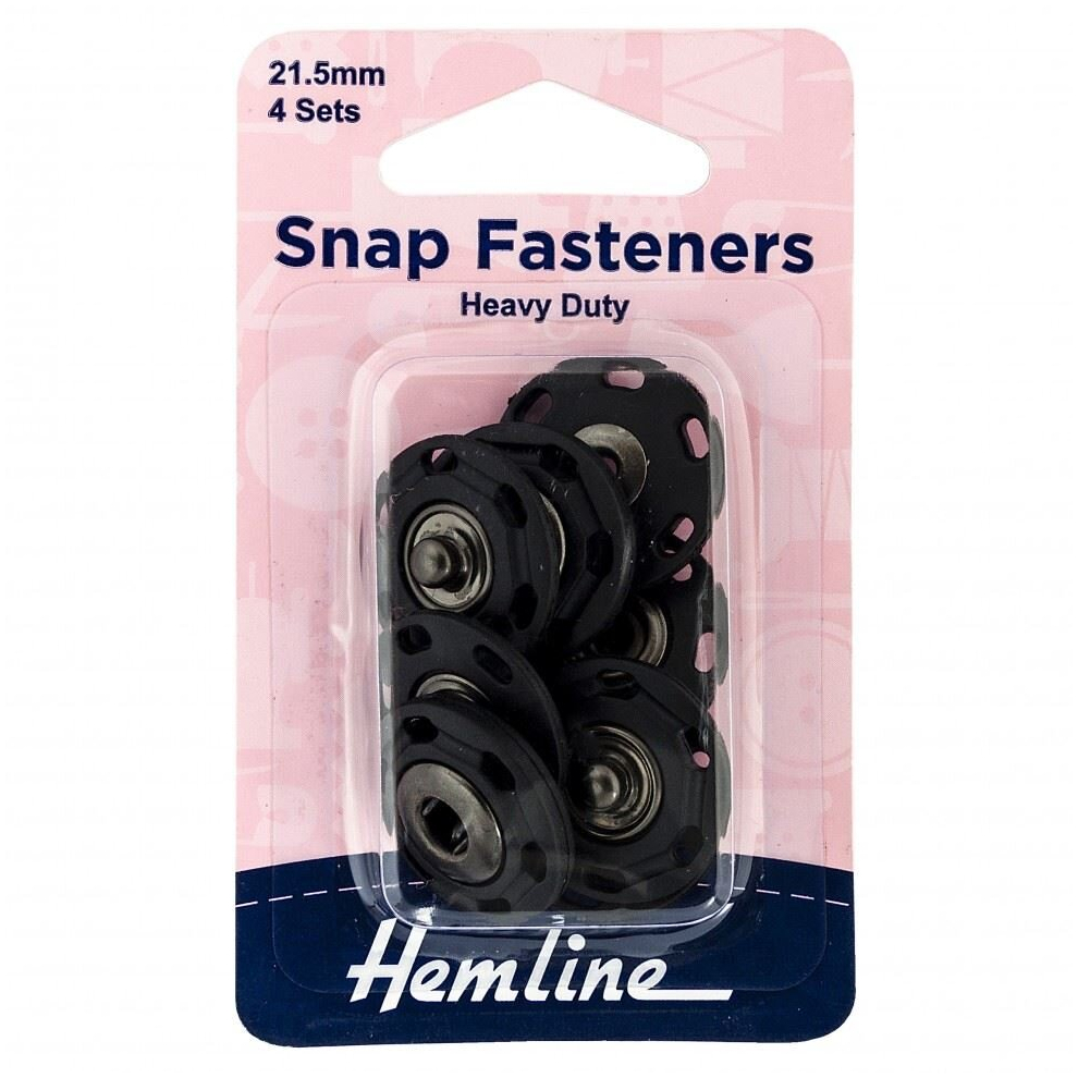 Hemline Large Sew On Snap Fasteners  Black - per pack of 4