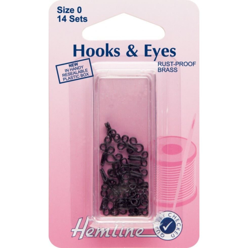 Hemline Hook & Eye Fastenings  Black