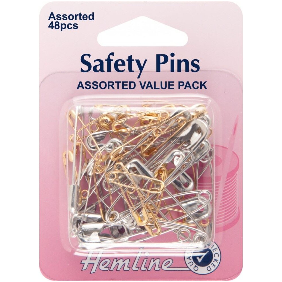 Hemline Silver/Gold Safety Pins & Size 48