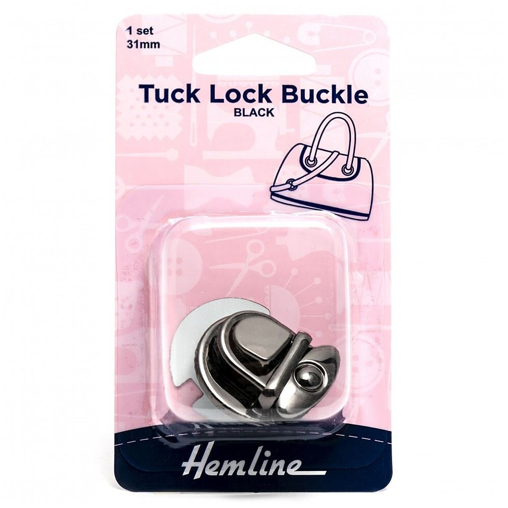 Hemline Black Tuck Lock Buckles Nickel - Each