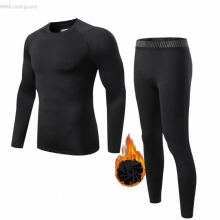 Fleece Thermal underwear Sets Boys Mens winter leggings Thermal shirt rash guard Teen Jogging Quick dry suit Mens Sports