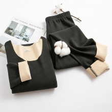 Men Women Double-Sided Brushed Seamless Thermal Underwear AB Surface Velvet Self-Heating Cationic Base Sets Autumn Clothes Long
