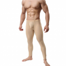 Ultra-thin Men Leggings Fitness Ice Silk Long Johns Pants Sexy Underwear Penis Pouch Mens Tights Compression Leggings Sleepwear