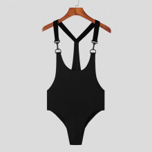 Comfortable Homewear Men Sexy Leisure Rompers Casual Male Button Up Sleeveless Bodysuits S-5XL