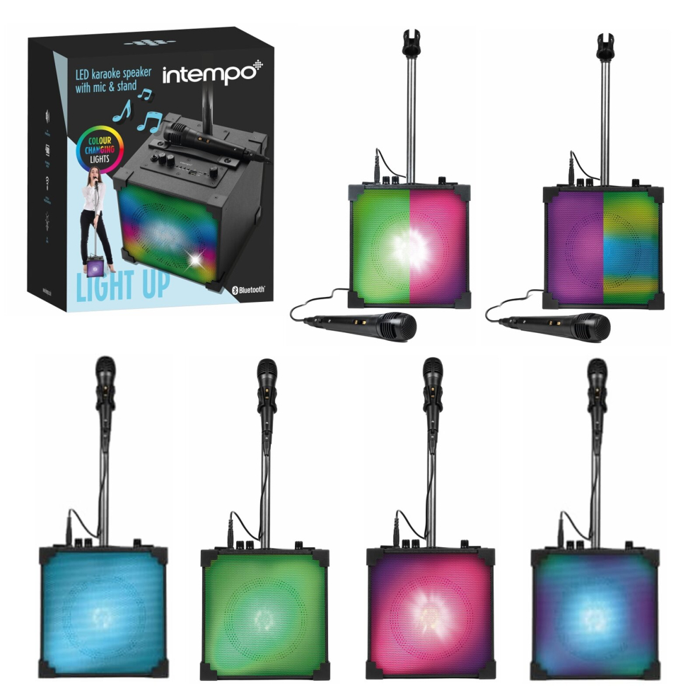 Intempo Karaoke Bluetooth Speaker With Microphone, Stand & Lights