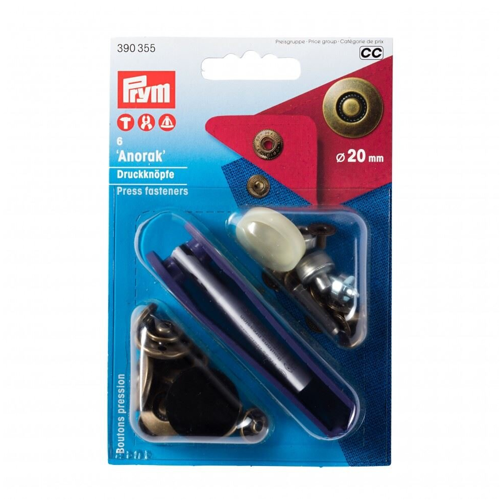 Prym Anorak Snaps Press Fasteners  Antique Brass - per pack of 6