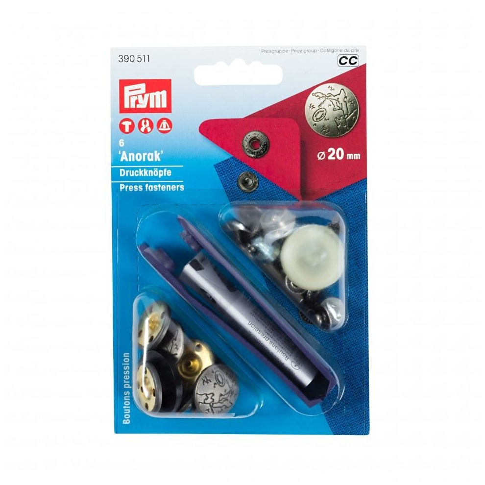 Prym Anorak Snaps Press Fasteners  Silver - per pack of 6