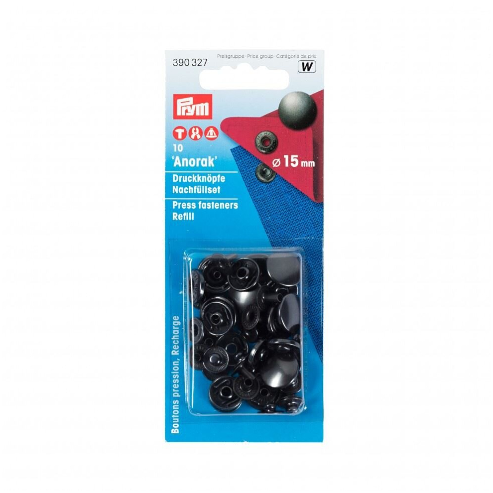 Prym Anorak Snaps Press Fasteners Refill  Black Oxidized - per pack of 10