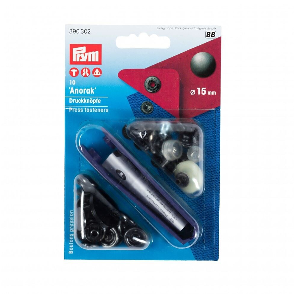 Prym Anorak Snaps Press Fasteners  Black Oxidized - per pack of 10