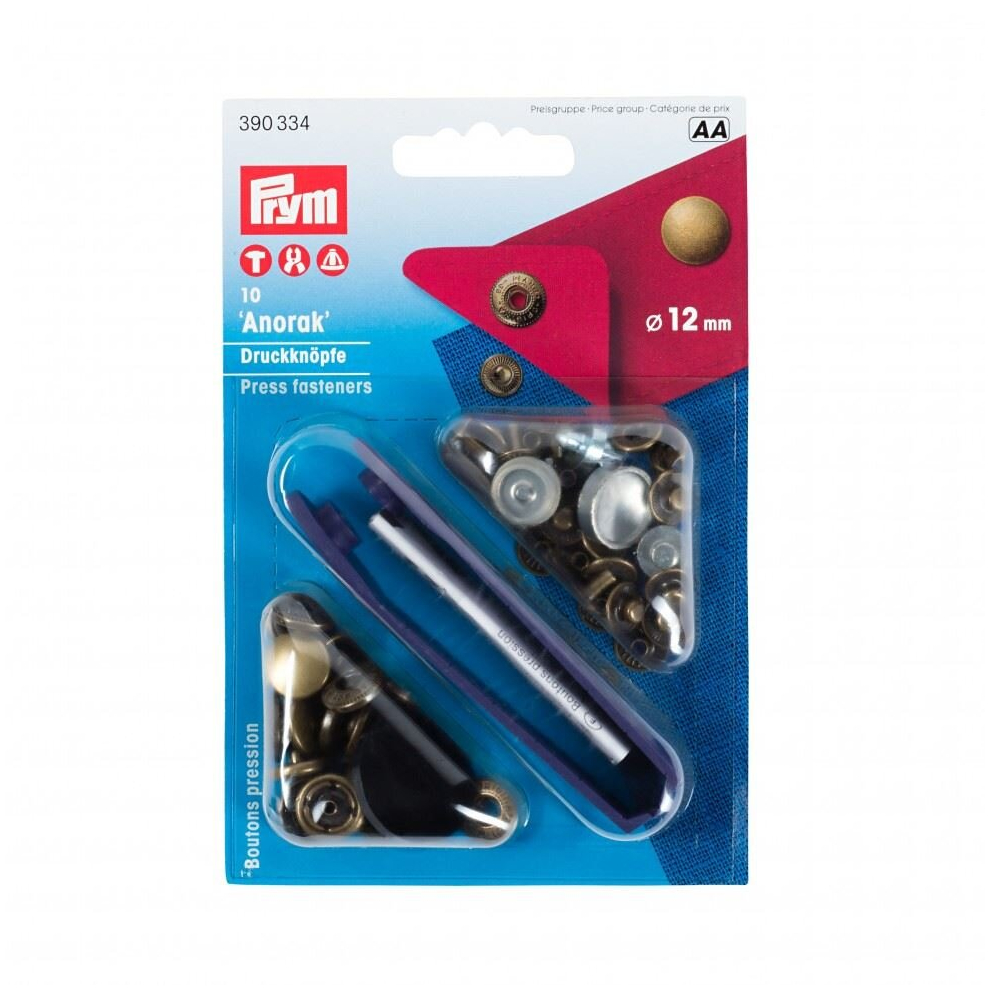 Prym Anorak Snaps Press Fasteners  Antique Brass - per pack of 10