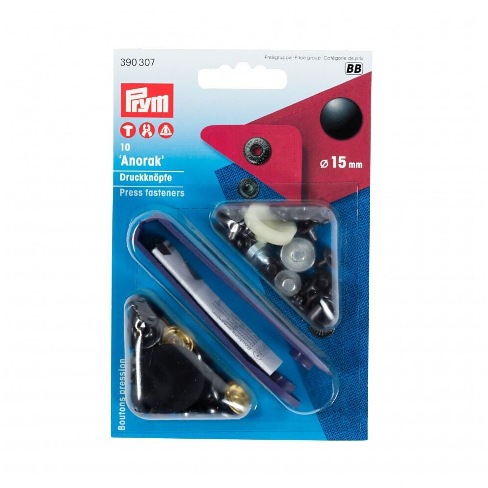 Prym Anorak Snaps Press Fasteners  Black - per pack of 10