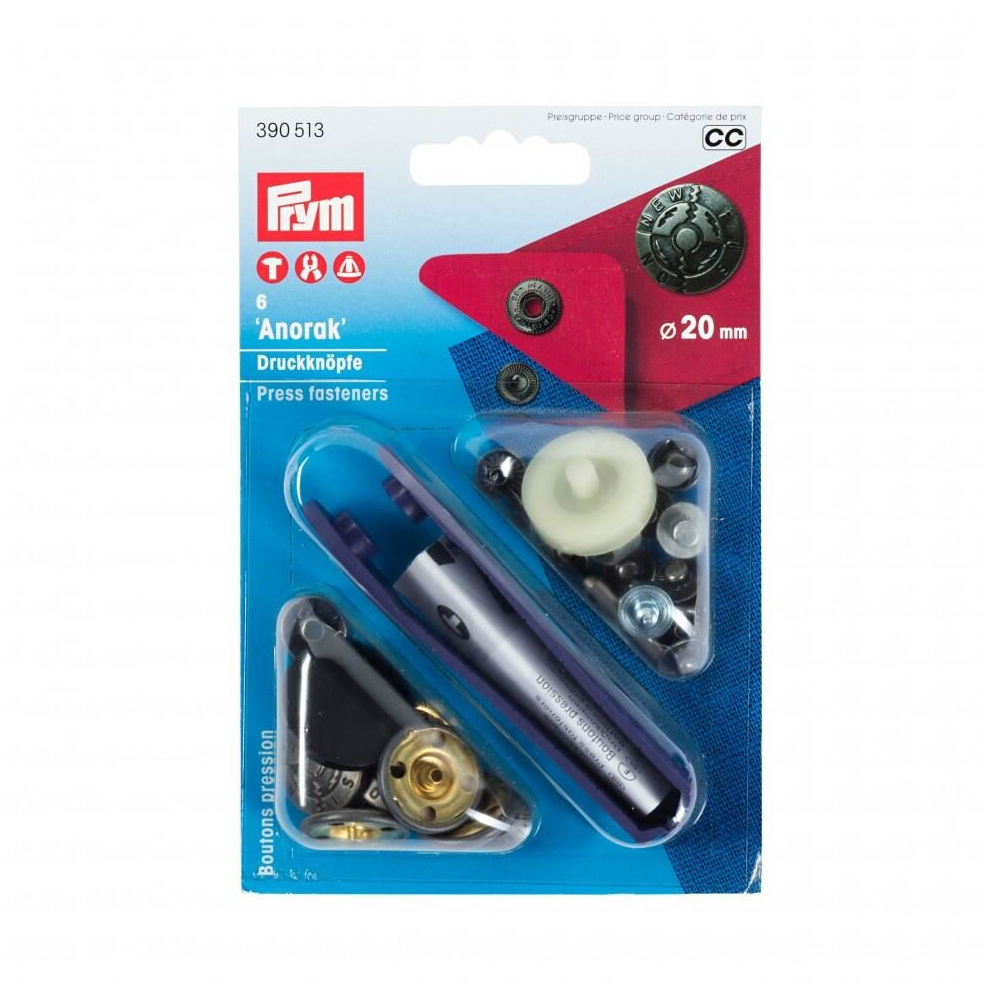 Prym Anorak Snaps Press Fasteners  Silver - per pack of 6