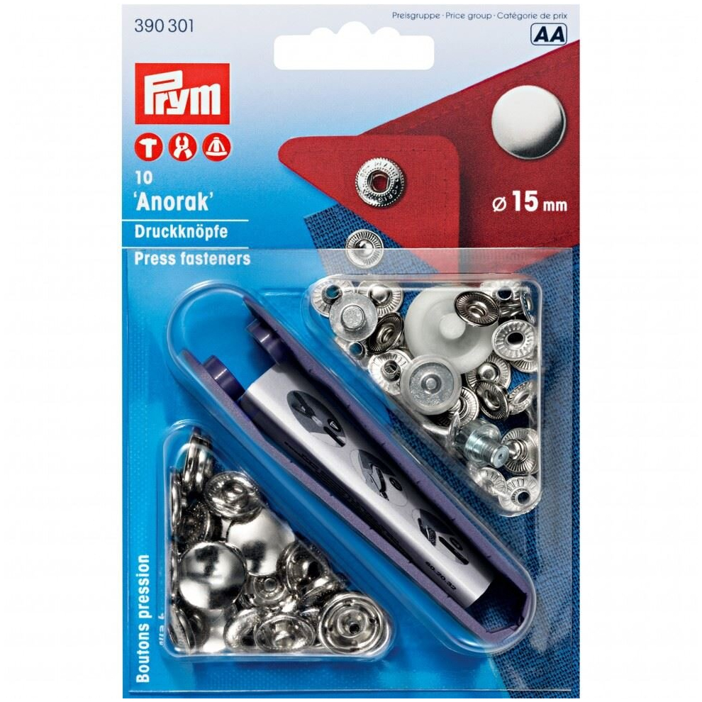 Prym Anorak Snaps Press Fasteners  Silver - per pack of 10