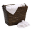 JVL Vertical Weave Rectangle Log Basket with Wooden Handles, Brown, Medium 4