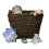 JVL Vertical Weave Rectangle Log Basket with Wooden Handles, Brown, Medium 7