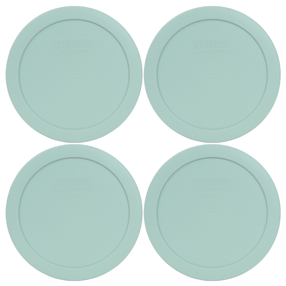 Pyrex 7201-Pc Round 4 cup Storage Lid for glass Bowls (4, Muddy Aqua)