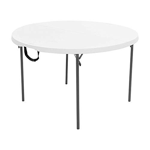 280064 4 ft (1.22 m) Round Light Commercial Fold-In-Half Table (white granite)