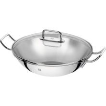 40992-332-0 Wok, Incl. Glass Lid and Removable Grid Insert, Suitable for Induction, Ø 32 cm, Stainless Steel, Plus, Silver