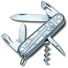 Spartan Swiss Army Pocket Knife, Medium, Multi Tool, 12 Functions, Blade, Bottle Opener, Silver Transparent