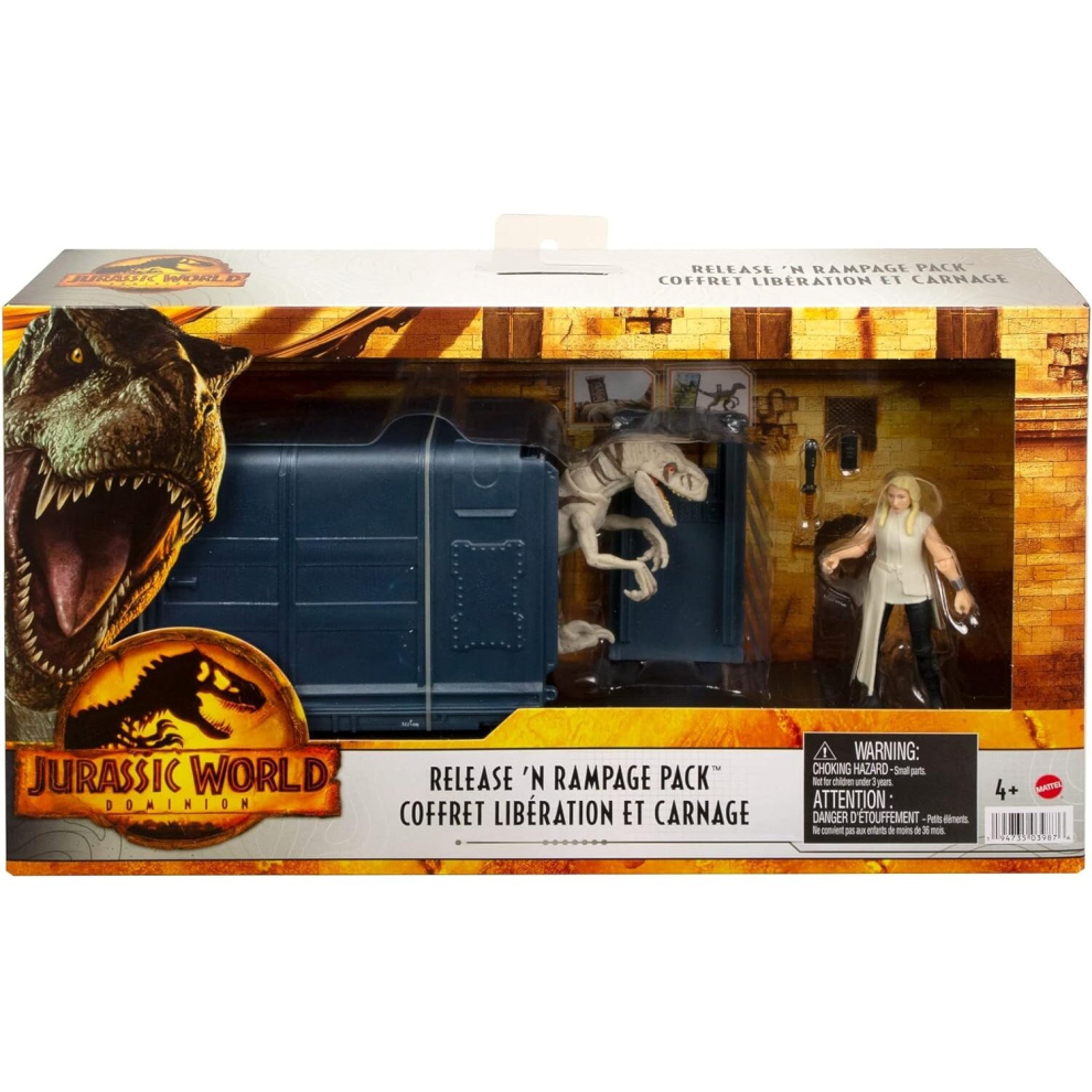 Jurassic World HFG63 Cage And Fury Dinosaur Set (9,5 Cm) Con 1 Personaggio Esclusivo Soyona, 1 Personaggio Atrociraptor E Unità Speciale-image