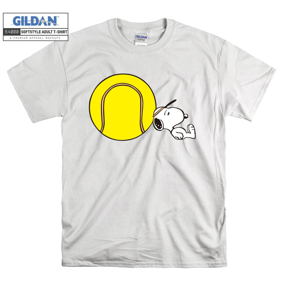 (Medium, White) Tennis Ball And Snoopy Black Women T Shirt T-Shirt Tshirt Top