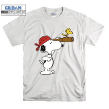 (Medium, White) Pirate Snoopy  Black Women T Shirt T-Shirt Tshirt Top