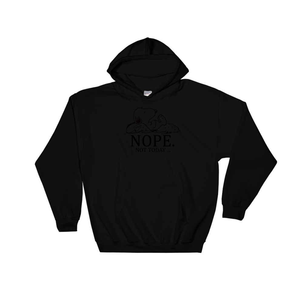 (5X-Large, Black) Nope Not Today. Snoopy Black Men Women Unisex Hooded Sweatshirt Hoodie 
