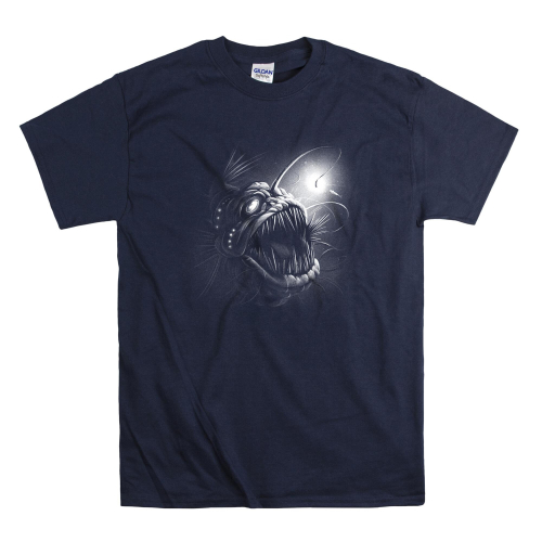 (Medium, Navy) Angler Fish Deep Sea Sketch Men Women Unisex Top T Shirt T-Shirt Tshirt