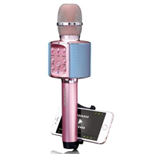 BMC-090 - Karaoke Microphone - Bluetooth V4.2 - with Smartphone Holder - 5 Watt RMS - LED Light Effects - Integrated Battery with 1200 mAh - Android