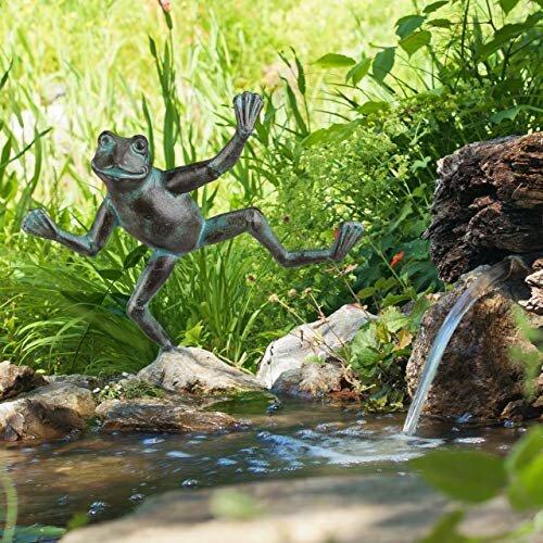 Garden Frog Figurine Weatherproof In And Outdoor Toad For Balcony Pond Cast Iron Size L 1002