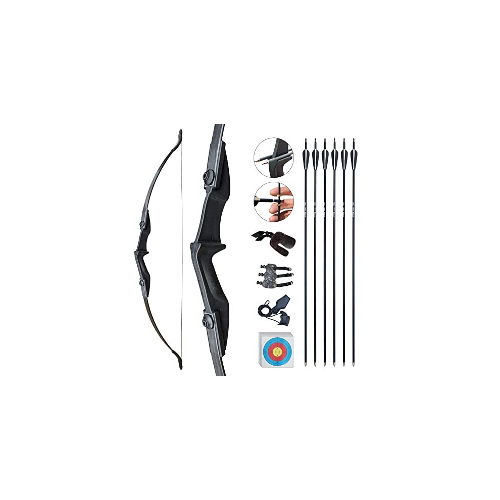 Recurve Bow and Arrow Archery Set for Adult Junior Beginner Outdoor Training Target Practice Toy 30 40Lbs Takedown Bow Kit with Arrows Target Faces