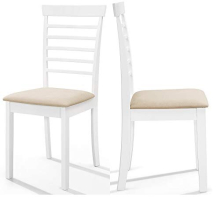 Ledbury White Painted Dining Chairs Set of 2 with Fabric Seat Pad - Modern & Stylish Wooden Slate Back Kitchen Chairs for Dining Room, Hallway, Lounge