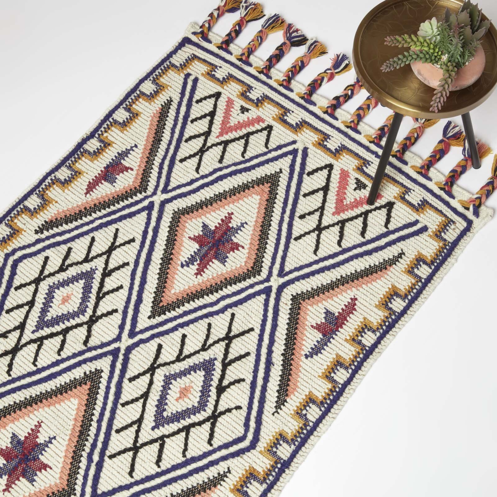 Homescapes Goa Multi Colour Kilim Wool Rug Size 25