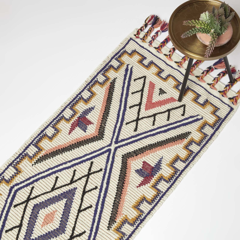 Homescapes Goa Multi Colour Kilim Wool Rug Size 25