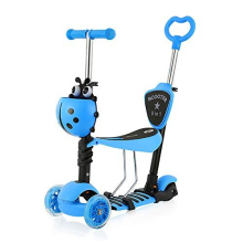 5-in-1 Kids Scooter - 3 Wheels Scooter Kick Scooter with Adjustable Removable Seat and Push Handle -Toddler Scooter with Flashing Led Light Up