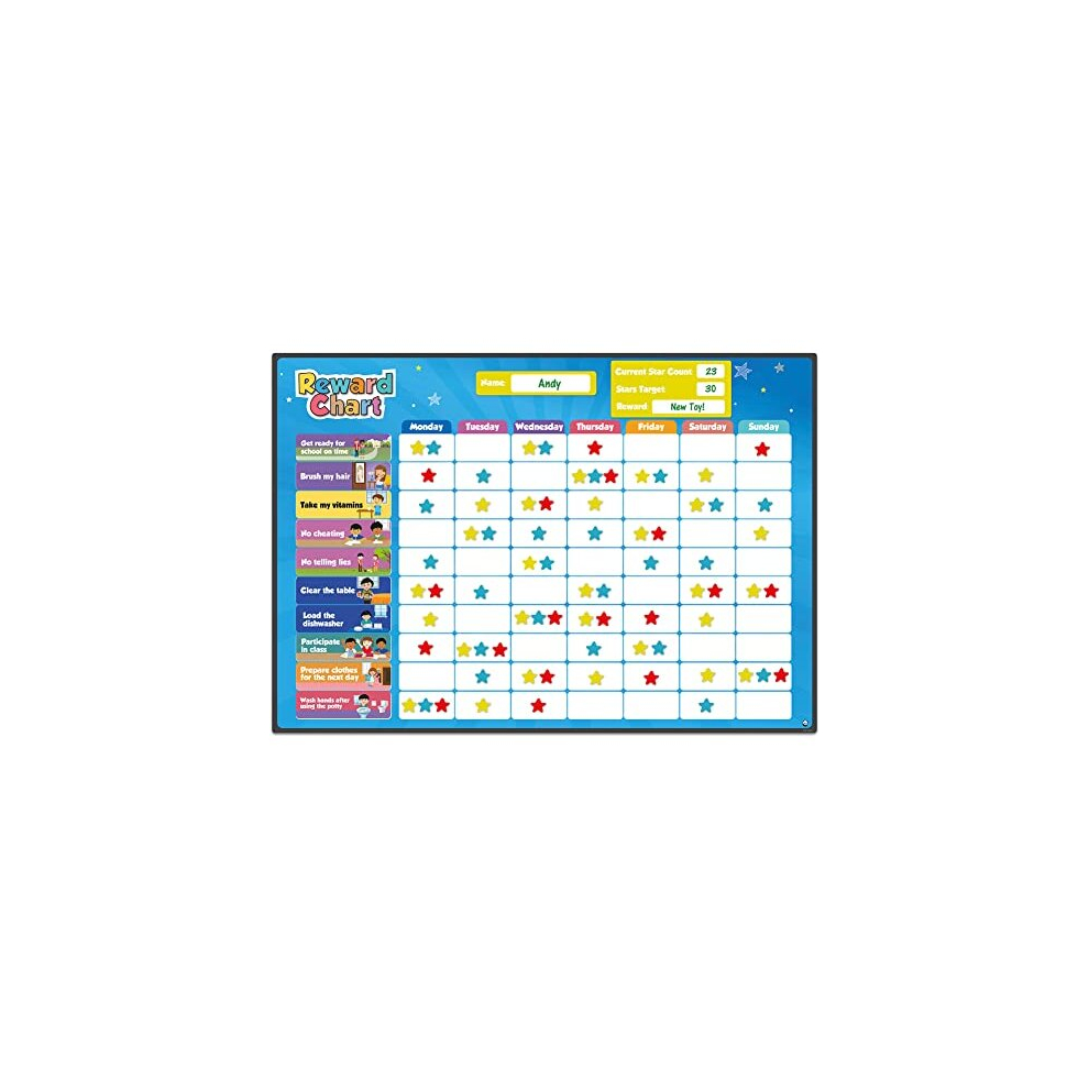 Magnetic Reward Chart For Children – 80+ Chores, Potty Training Reward Chart – Reward Stickers For Children, Star Chart - Behaviour Charts For Smart Panda