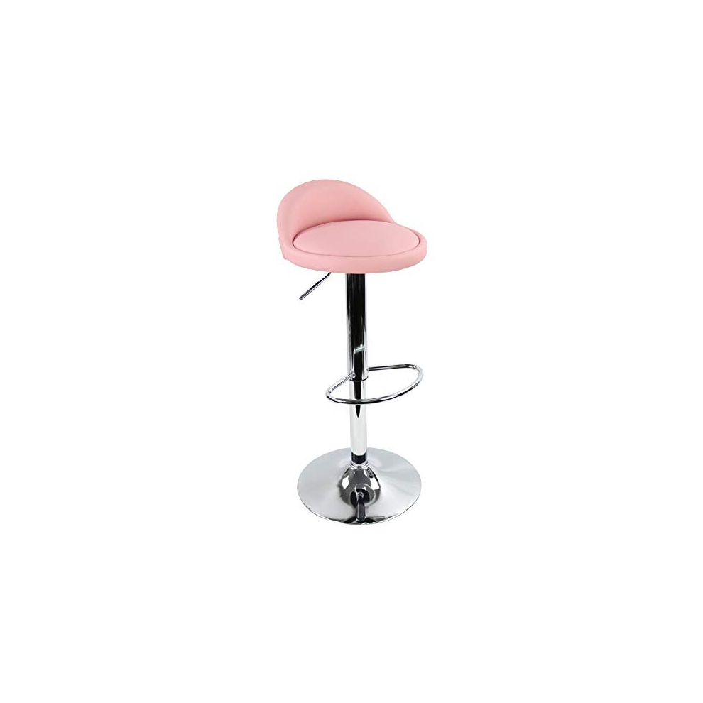 PU Leather Round Bar Stool with Back Rest Height Adjustable Swivel Pub Chair Home Kitchen Bar stools Backless Stool with Footrest (Pink)