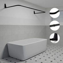 Erica U-shaped Shower Curtain Rail for Bathtubs, 70x165x70 cm, Wall-Mount, Black Powder-Coated Steel, 100% Rustproof, Made in Sweden