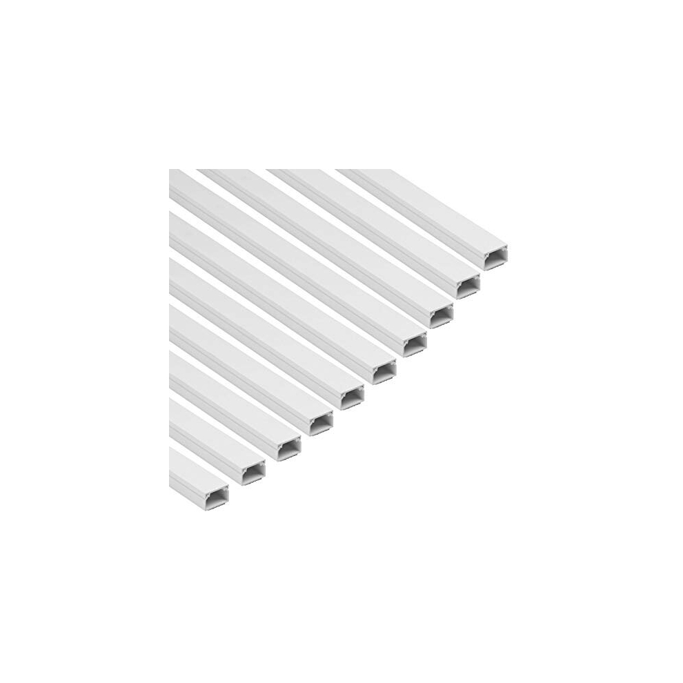Square Box Cable Trunking, Self-Adhesive Cable Hider, Cable Management To Hide Single Cables - 10 X 25Mm (W) X 16Mm (H) - 1 Meter Lengths (10-Meter 5056335602223