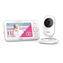 LM808-1W Video Baby Monitor with 1000ft Long Range, Auto Night Vision, 5” Screen, 2-Way Audio Talk, Temperature Sensor, Power Saving Mode, Lullabies